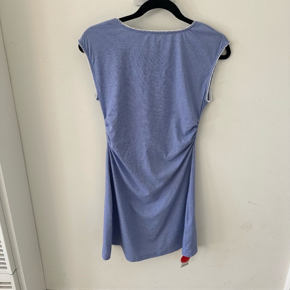 CIDER ROUND NECKLINE BOWKNOT RUCHED SLEEVELESS MINI DRESS